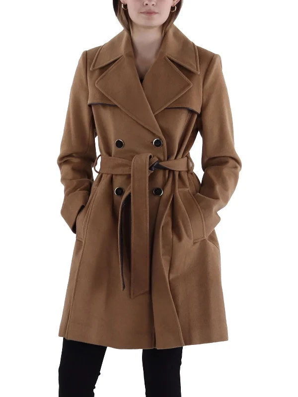 Womens Wool Double-Beasted Trench Coat Fashionable Wool Trench Coat