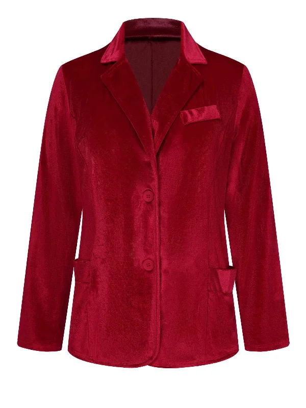 1930s Lapel Pocketed Velvet Solid Coat Elasticated Drawstring Belted