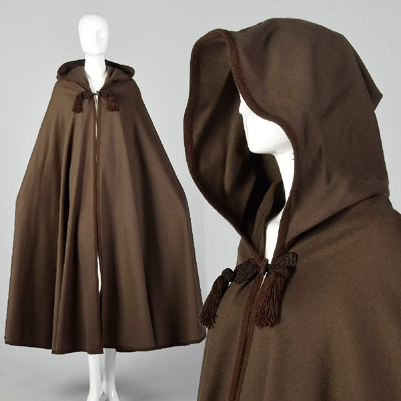 1976 Yves Saint Laurent Russian Collection Hooded Cape Hoodie with Double Zipper Versatile Adjustable
