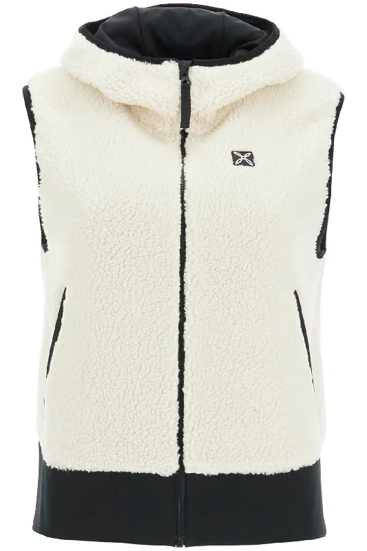 Sherpa Hooded Vest With  - Neutro Hoodie with Hem Ribbing Snug Secure