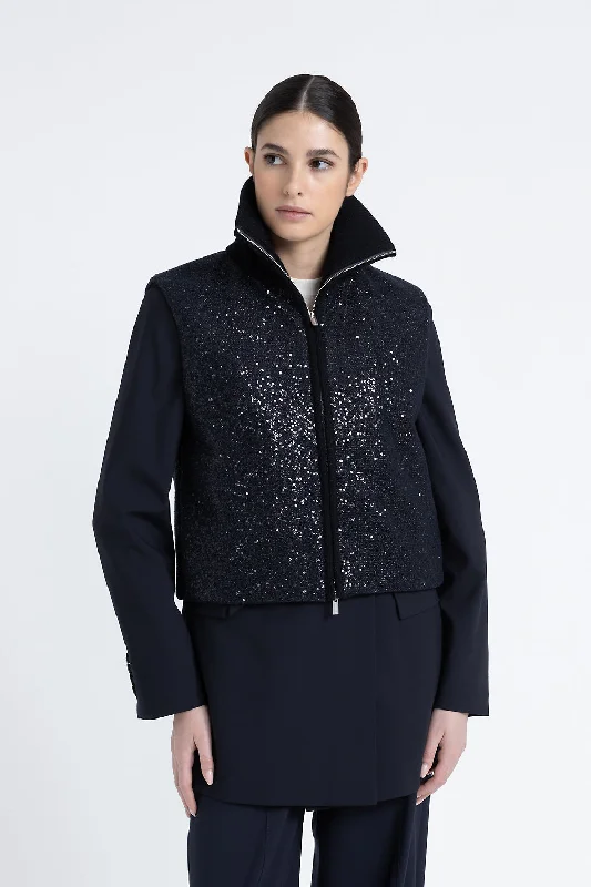 Padded Lurex fabric waistcoat with sequins Chic Tailored Waistcoat Jacket