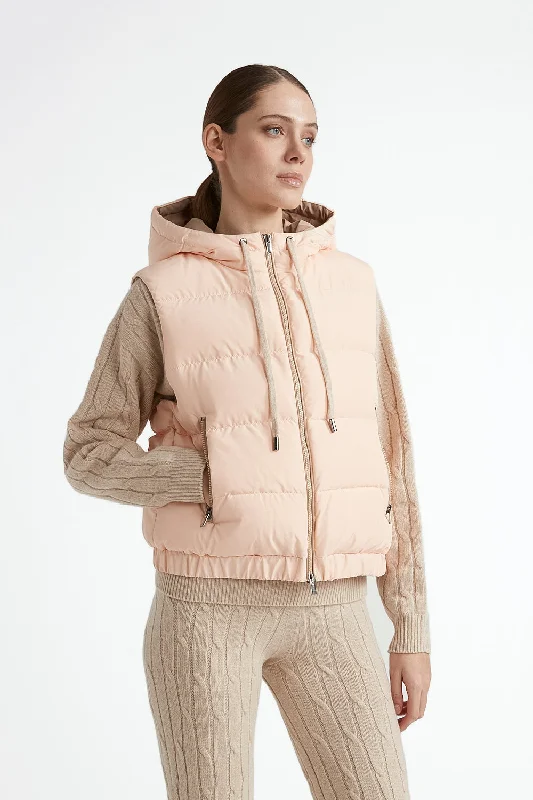 Short hooded goose down vest Hoodie with Reflective Safety Nightwear