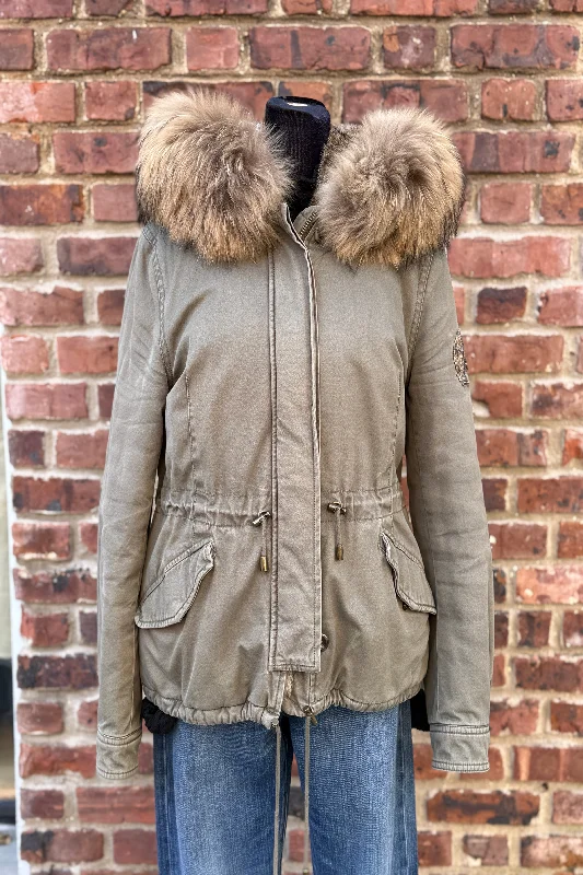 ALESSANDRA CHAMONIX Fur Hooded Parka / S Hoodie with V-Neck Classic Versatile