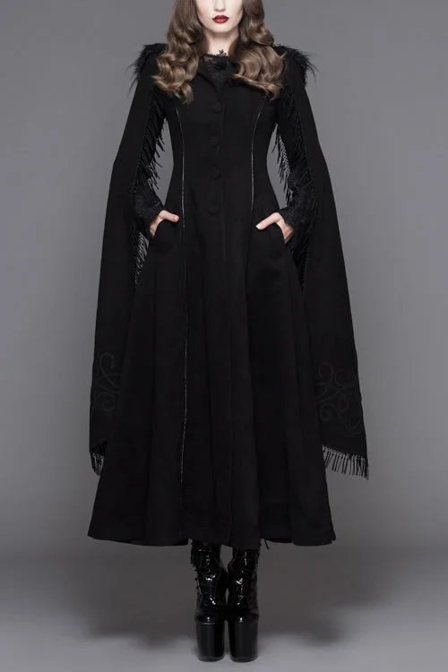 Black Hand Embroidered Shawl Double Sided Tweed Womens Gothic Coat Elegant Silk Shawl Wrap Black Hand Embroidered Shawl Double Sided Tweed Womens Gothic Coat Elegant Silk Shawl Wrap