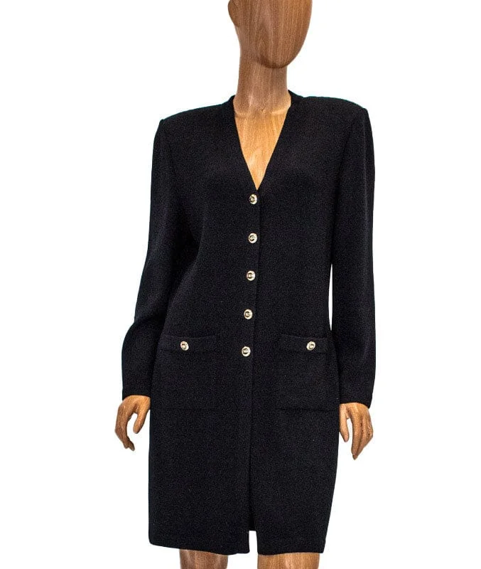 Black Knit Peacoat Suede Faux Fur Shearling