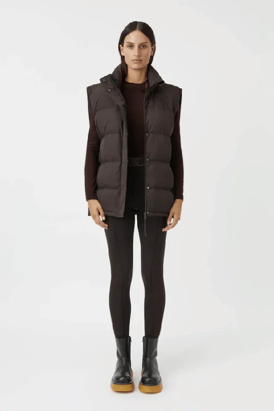 Cedar Puffer Vest Mocha Classic Open-Front Waistcoat