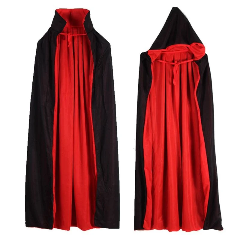 Carnival Double Layers Stand-up Cloak Collar Hooded / Halloween Vampire Cape in Red Black Colours Hoodie with Hidden Zipper Minimalist Clean Carnival Double Layers Stand-up Cloak Collar Hooded / Halloween Vampire Cape in Red Black Colours Hoodie with Hidden Zipper Minimalist Clean