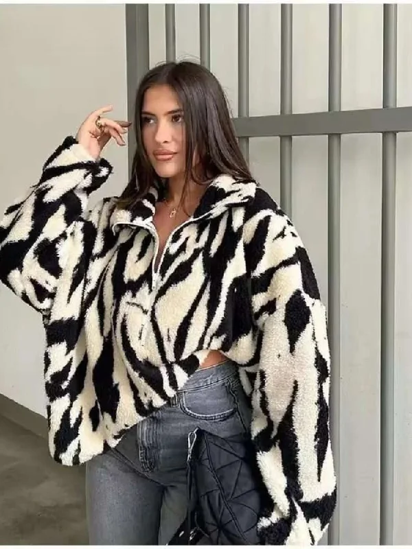 Casual Contrast Woolen Long Stand Zippers Warm Spring Autumn Chic Coat Faux Fur Real Fur Shearling Casual Contrast Woolen Long Stand Zippers Warm Spring Autumn Chic Coat Faux Fur Real Fur Shearling