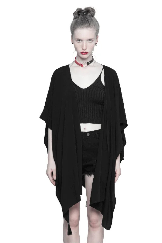 Elegant Mystery Black Shawl with Moon Phase Back Soft Cashmere Shawl Cape