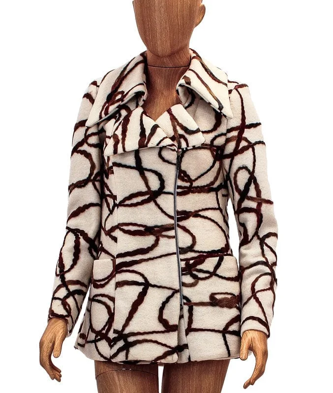 Embroidered Vanilla Peacoat Anorak Windbreaker Fleece