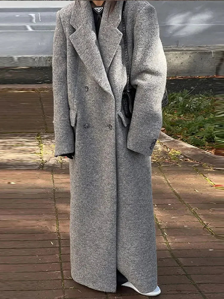 Fashion Turn Down Collar Long Sleeve Lady Long Solid Pocket Breasted Coat Cotton Linen Terry Fashion Turn Down Collar Long Sleeve Lady Long Solid Pocket Breasted Coat Cotton Linen Terry
