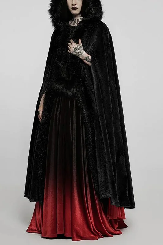 Faux Fur Hooded Warm Womens Gothic Elegant Cloak 2 Colors Hoodie with Drop Shoulder Relaxed Streetwear Faux Fur Hooded Warm Womens Gothic Elegant Cloak 2 Colors Hoodie with Drop Shoulder Relaxed Streetwear