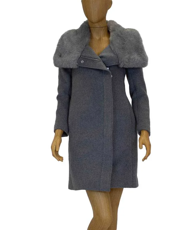 Faux Fur Trim Peacoat Bomber Denim Leather