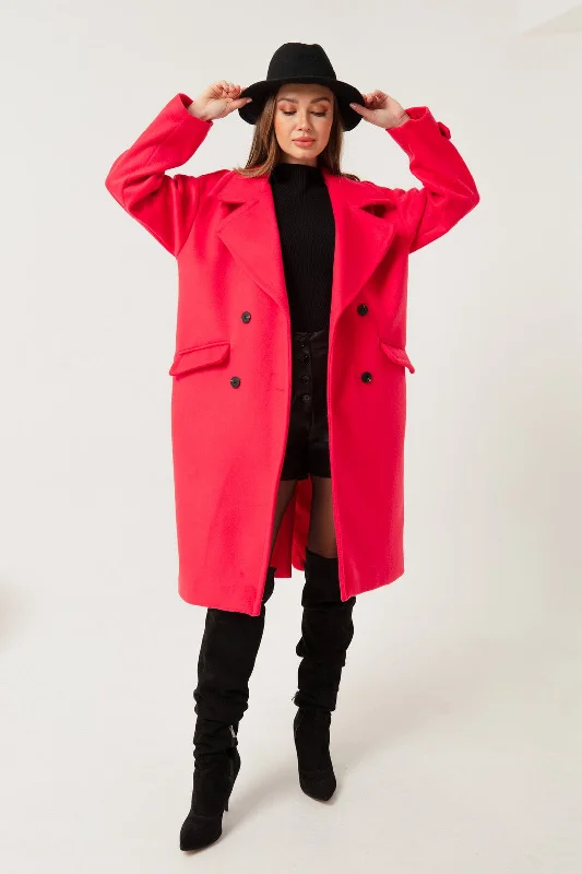 Female Ornamental Pocket Lid Stamp Coat Square Neck One-Shoulder Off-the-Shoulder