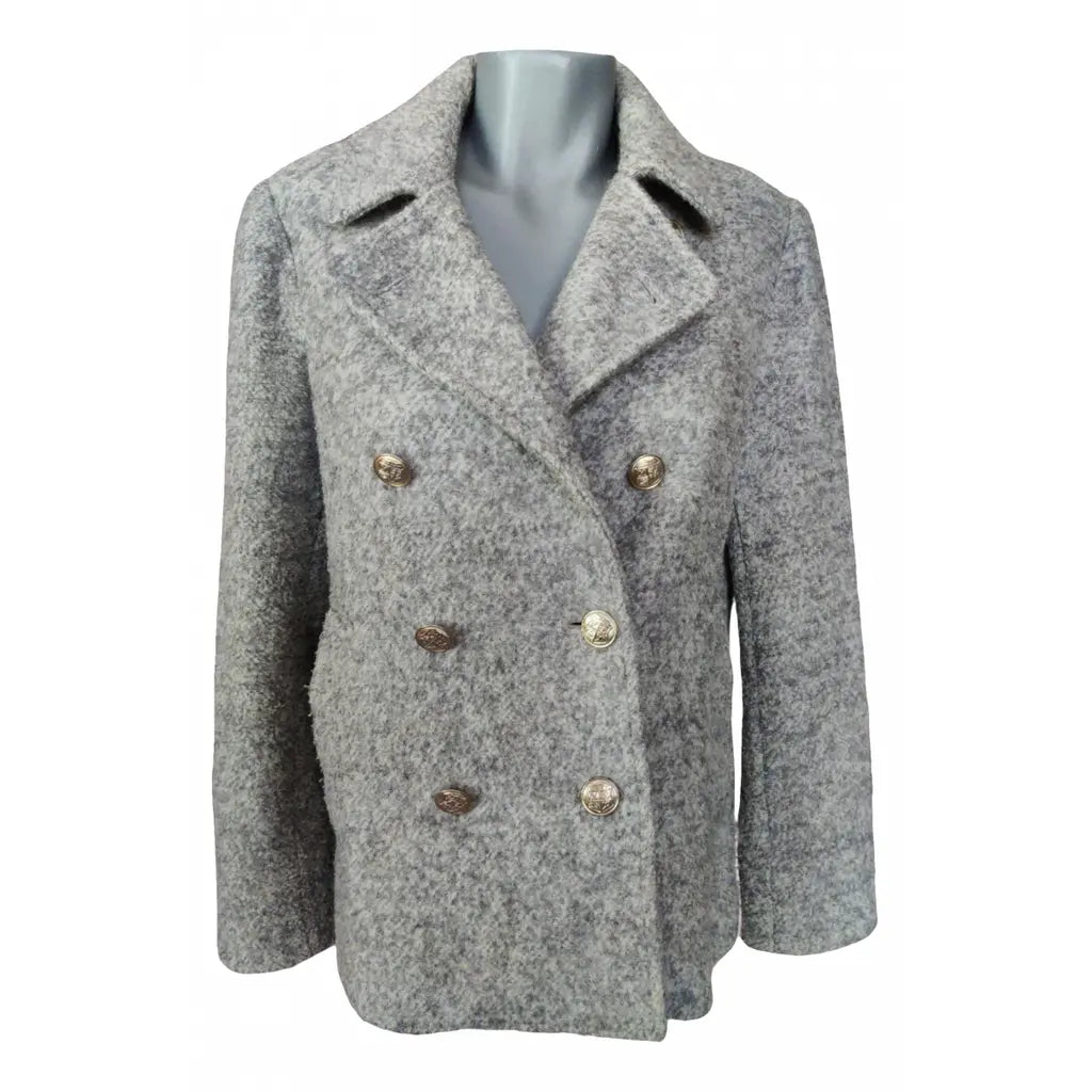 GANT RUGGER Women's Dark Grey Wool Blend Curly Peacoat 475692 Retail $350 Blazer Duffle Coat Pea Coat