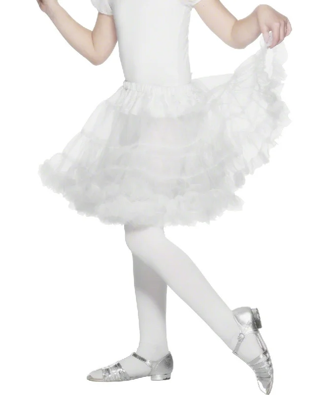 Girls Layered White Petticoat Tailored Straight A-Line