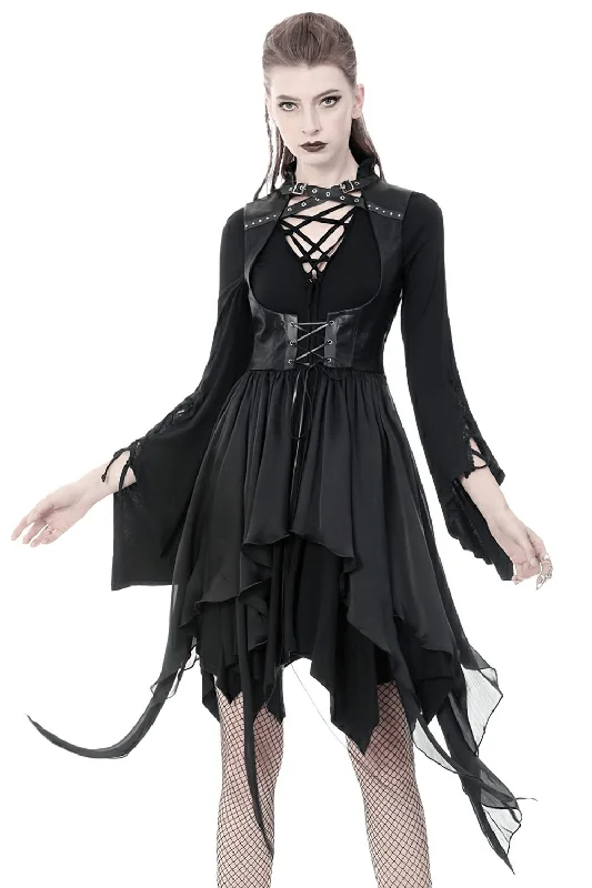 Gothic Lace-Up Waistcoat with an Asymmetrical Hem Casual Checkered Waistcoat Vest