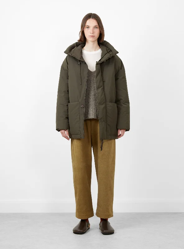 Hooded Puffer Olive Brown Hoodie Sweatshirt Pullover