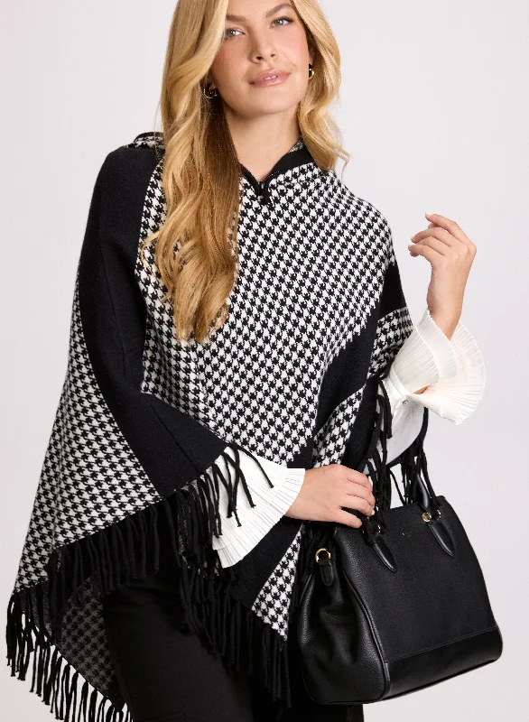 Hooded Pull-On Poncho Hoodie with Camouflage Military Edgy