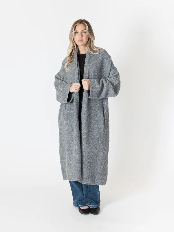 Hugh Shawl Collar Coat - Dark Grey Fashionable Pashmina Shawl