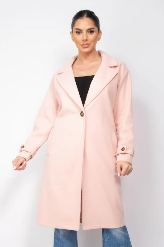 Collar pocketed coat Appliqued Beaded Sequined