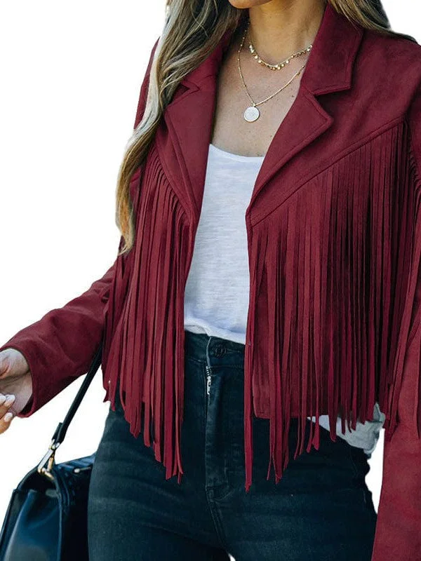 Long Sleeve Fringe Coat Parka Down Jacket Wool Coat