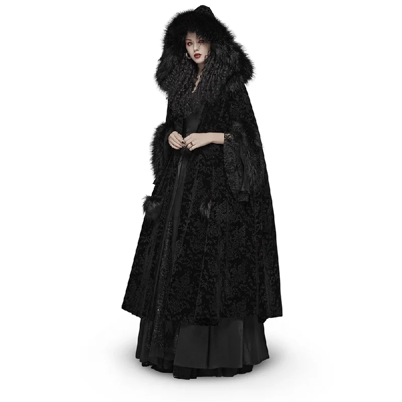 Lux Velvet Hooded Gothic Cloak Full-length for Ladies Hoodie with Rolled Sleeves Casual Relaxed Lux Velvet Hooded Gothic Cloak Full-length for Ladies Hoodie with Rolled Sleeves Casual Relaxed