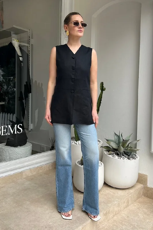 Theo Vest Black Warm Knit Waistcoat Jacket