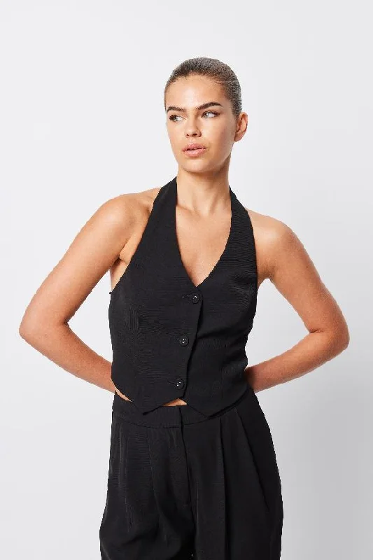Saint Tropez Vest Black Comfortable Zip Waistcoat Vest
