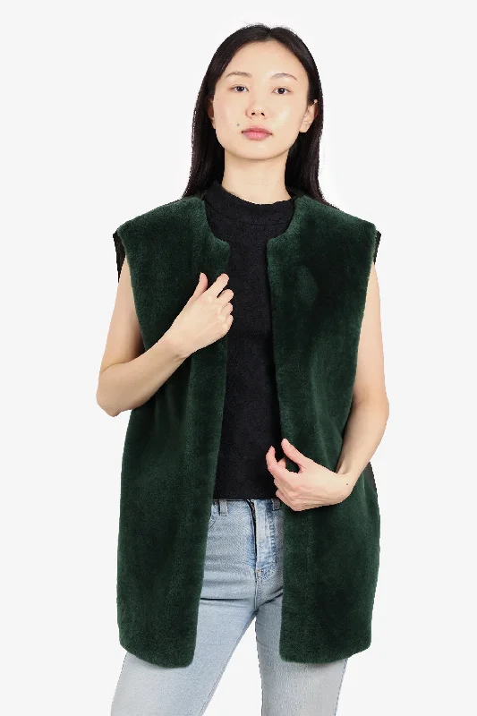 Mr & Mrs Green Faux Fur Puffer Vest size Medium Luxe Faux Fur Vest