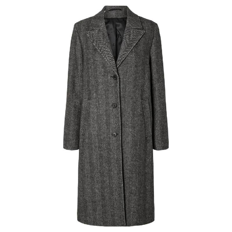 Selected Femme New Alma Wool Herringbone Coat Peter Pan Collar Cowl Neck Turtleneck