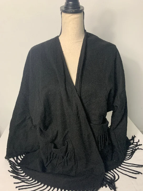 Nordstrom Black Shawl Size Large Cozy Plaid Wool Shawl