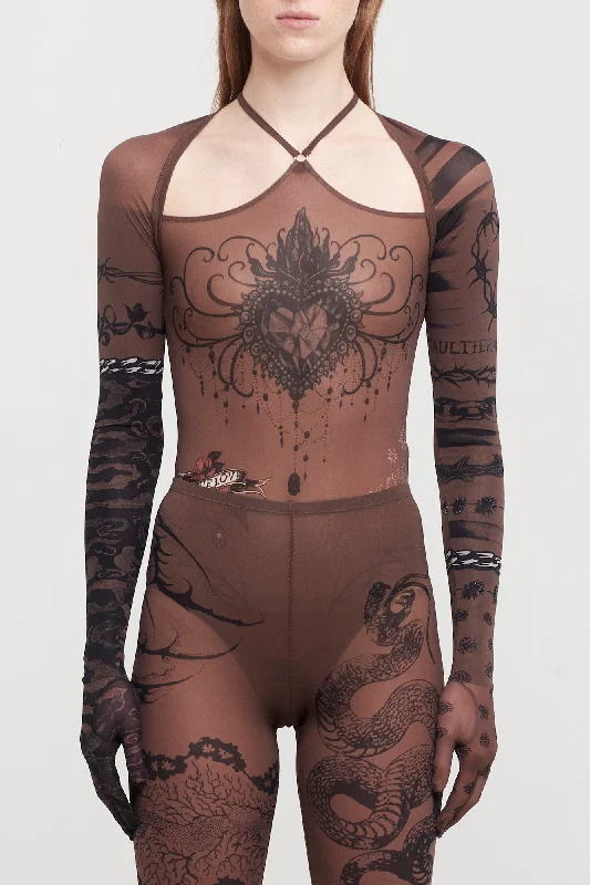 Jean Paul Gaultier X KNWLS Shawl Long Sleeves Gloves Printed Tromp L'Oeil Tattoo Trendy Sheer Shawl Wrap Jean Paul Gaultier X KNWLS Shawl Long Sleeves Gloves Printed Tromp L'Oeil Tattoo Trendy Sheer Shawl Wrap