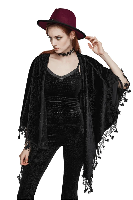 Punk Rave Occult Pentagram Cape / Women's Velvet Gothic Shawl Cozy Fleece Shawl Cape Punk Rave Occult Pentagram Cape / Women's Velvet Gothic Shawl Cozy Fleece Shawl Cape