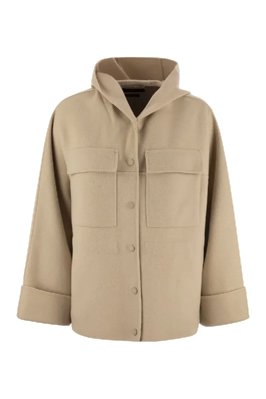 RANGO - Hooded parka in wool Hoodie with Embroidery Detailed Premium