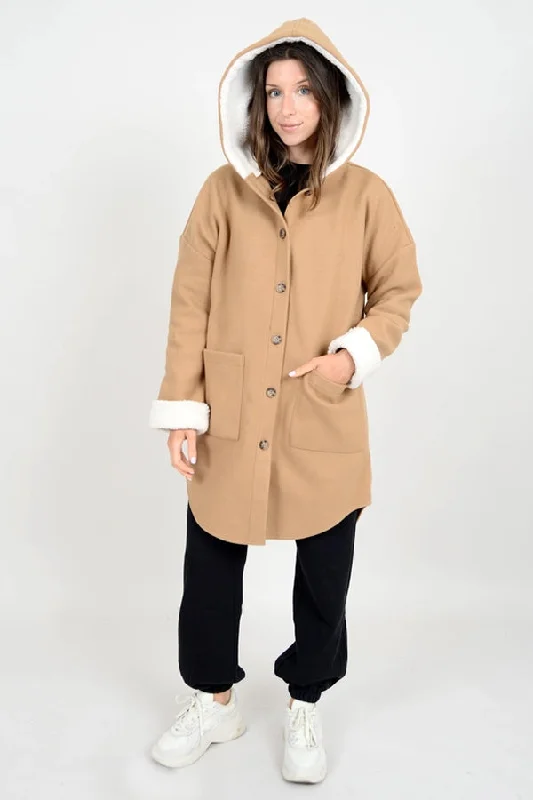 RD Style Bea Hooded Shacket Hoodie with Zipper Placket Modern Functional