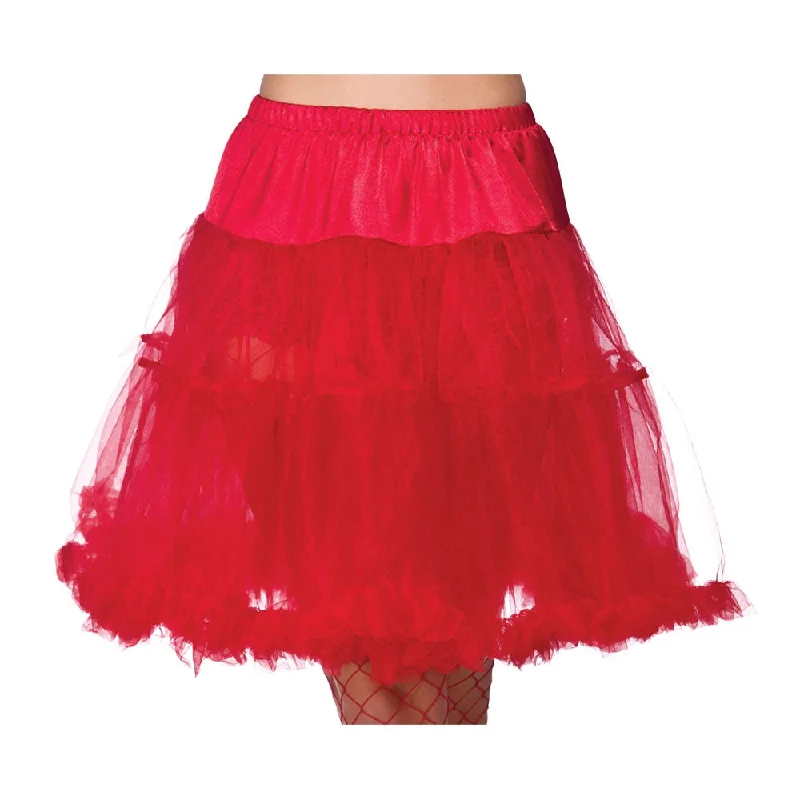 Red 18" Ruffle Petticoat Zip Front Button Front Snap Front