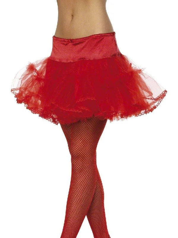 Ladies Red Tulle Petticoat Fairy Tale Tutu Accessory Stand-Up Roll-Neck Turtle