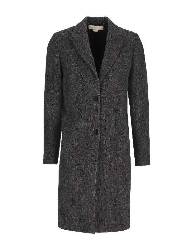 single-breasted herringbone coat Print Jacquard Embroidered