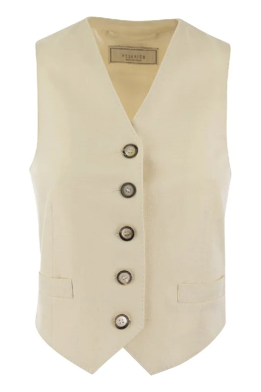 Single-breasted waistcoat in stretch viscose-blend canvas Elegant Slim Fit Waistcoat Single-breasted waistcoat in stretch viscose-blend canvas Elegant Slim Fit Waistcoat