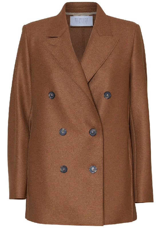 Slouchy Peacoat Pressed Wool Toffee Quilted Jacket Anorak Windbreaker