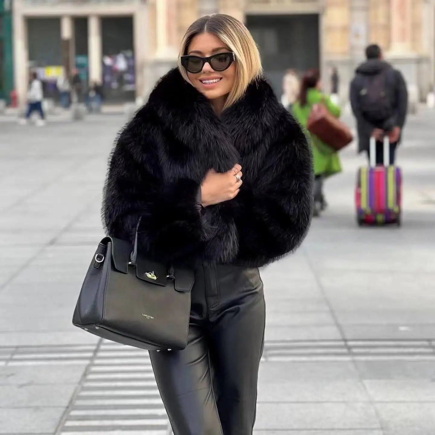 Spring Winter Cropped Faux Open Front Lapel Casual Fluffy Plush Coat Nylon Polyester Spandex Spring Winter Cropped Faux Open Front Lapel Casual Fluffy Plush Coat Nylon Polyester Spandex