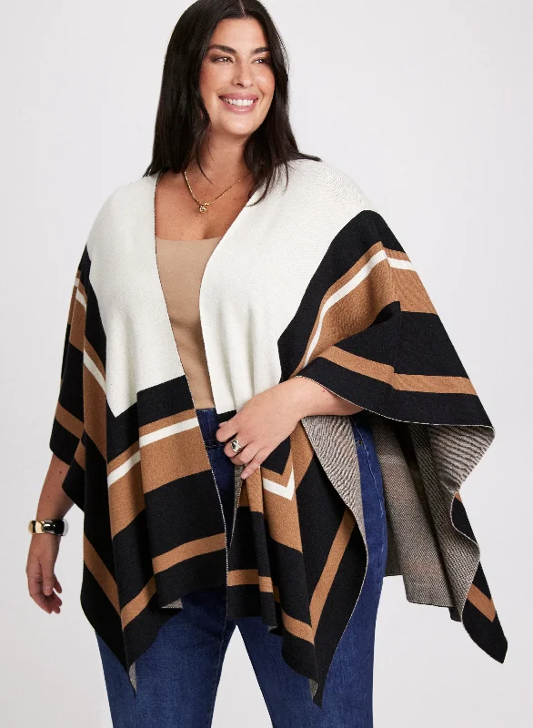 Striped Colour-Block Shawl Fashionable Silk Shawl Wrap