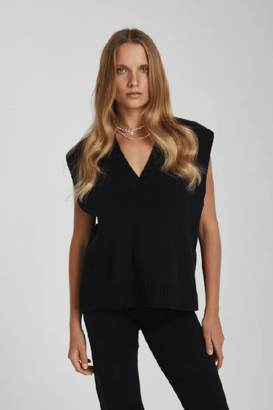 Knit Vest Black Stylish Velvet Waistcoat Jacket