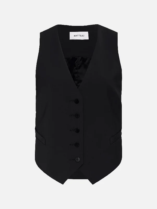 Tailored Waistcoat in Black Cozy Fur-Lined Waistcoat Vest