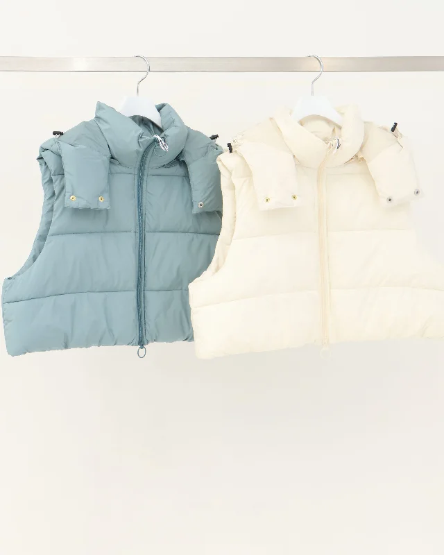 【WILD THINGS×unfil】cropped hooded vest Hoodie with Hem Lace Feminine Delicate