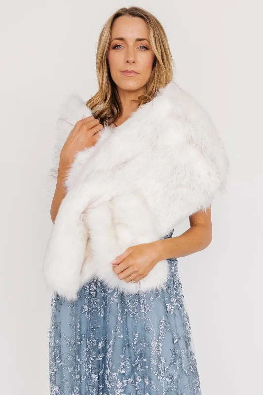 Valerie Faux Fur Shawl | Ivory Lightweight Silk Shawl