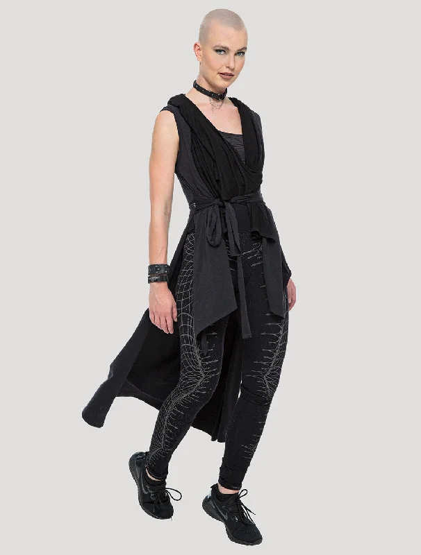 Om Hooded Long Kaftan Hoodie with Hem Drawcord Adjustable Customizable