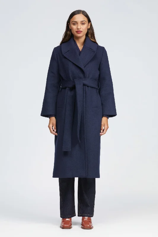 Waring Coat Dark Navy Suede Faux Fur Shearling