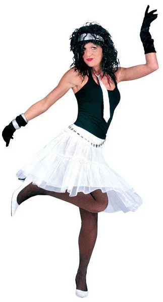 White Knee Length Petticoat Elegant Undergarment Vent Hem Cuff